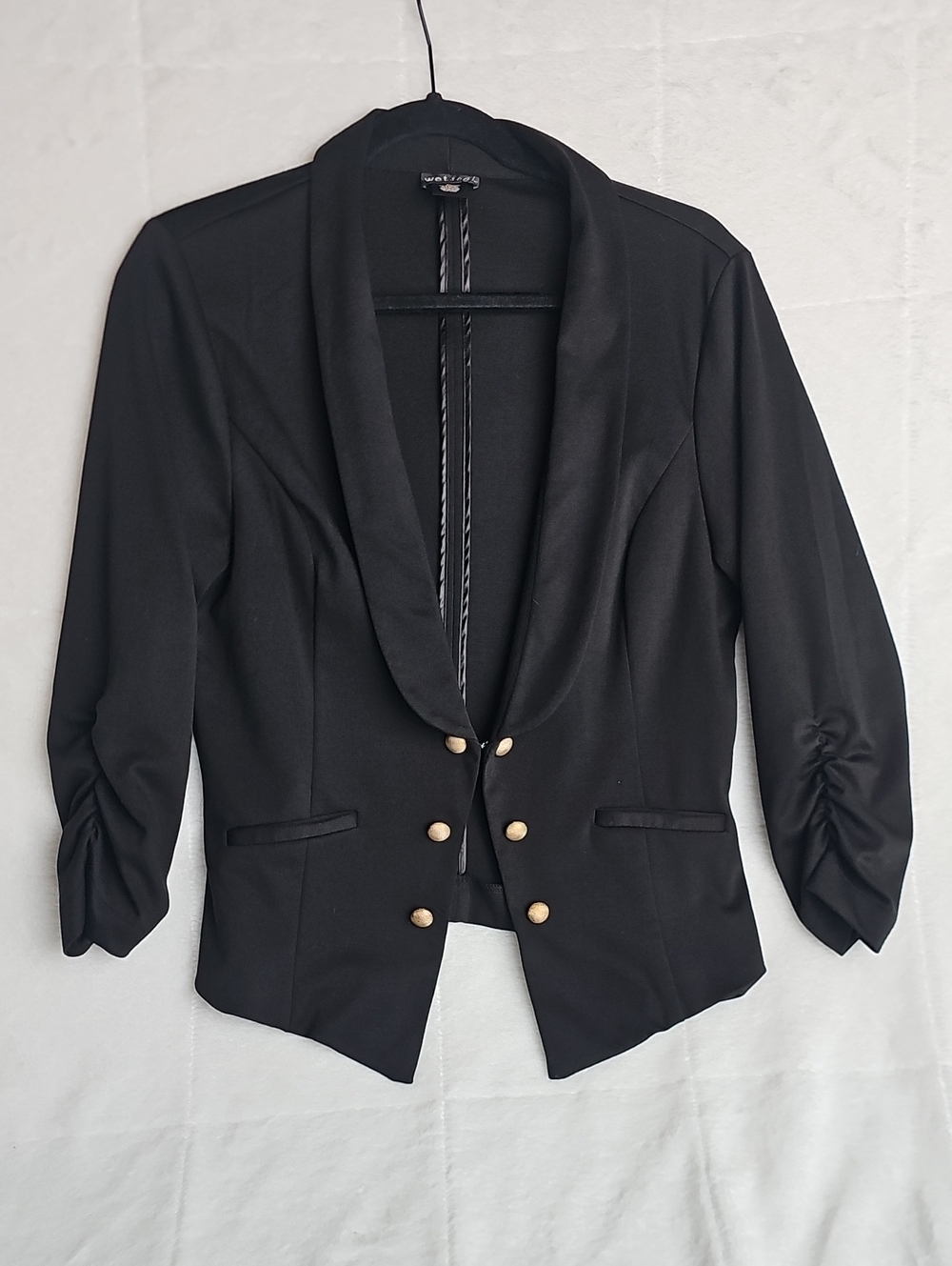 Wet Seal Black Blazer with Gold Buttons and Shawl Collar SZ XL